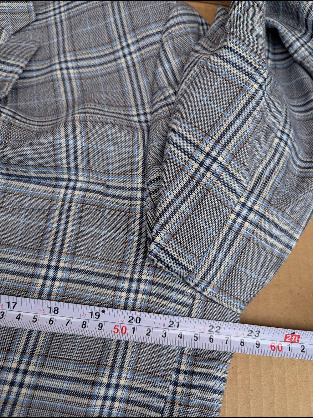 Bar III Men's Slim Fit Gray Blue Plaid Two-Button Blazer Suit Jacket 44R Classic - Picture 5 of 10